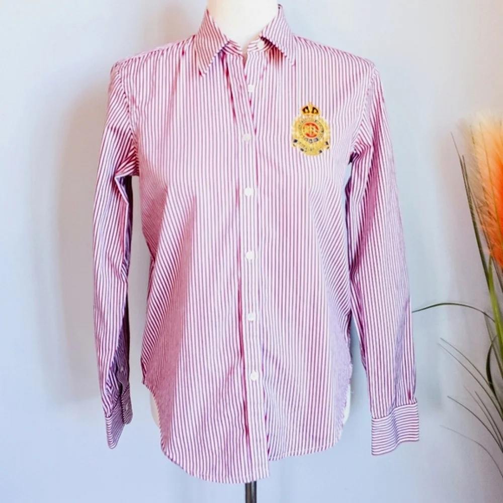 Ralph Lauren, LRL Relaxed Fit Striped Broadcloth Crest Logo Shirt, Size XS - Picture 11 of 11